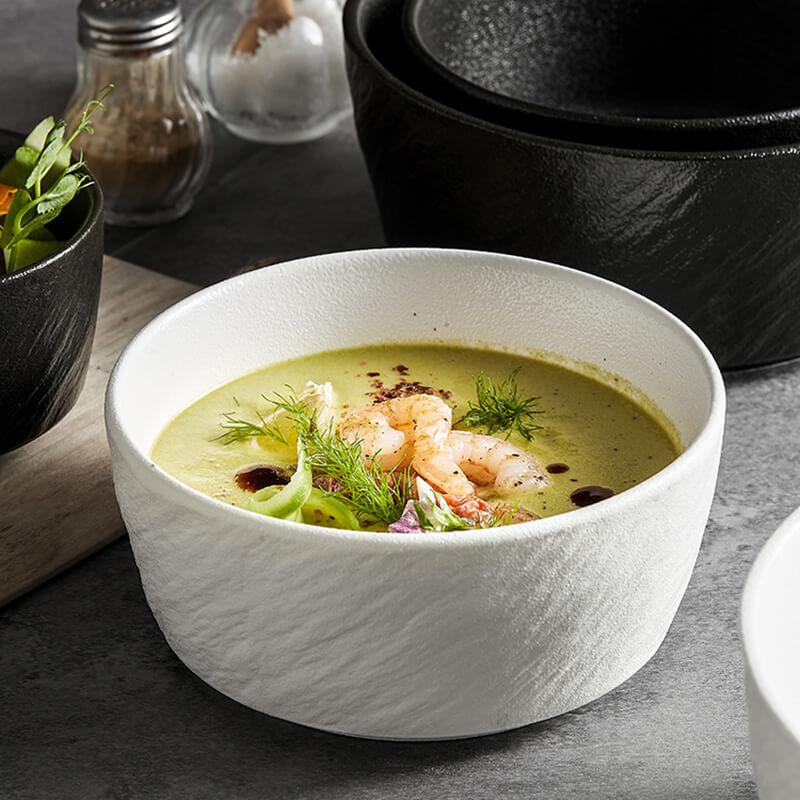 Lighteme Frosted Stone Texture Straight Edge Ceramic Bowl