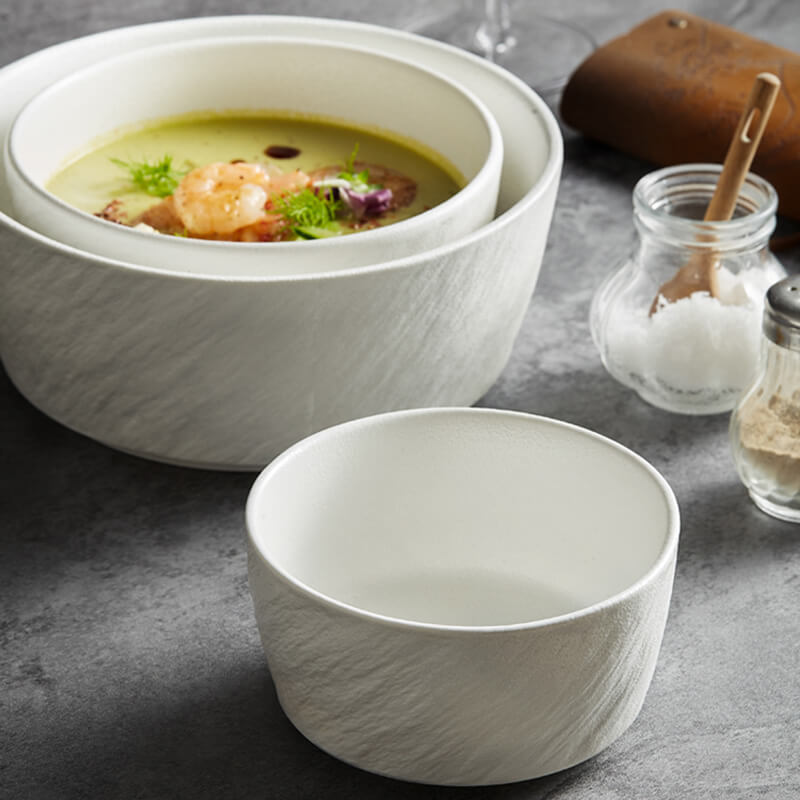 Lighteme Frosted Stone Texture Straight Edge Ceramic Bowl