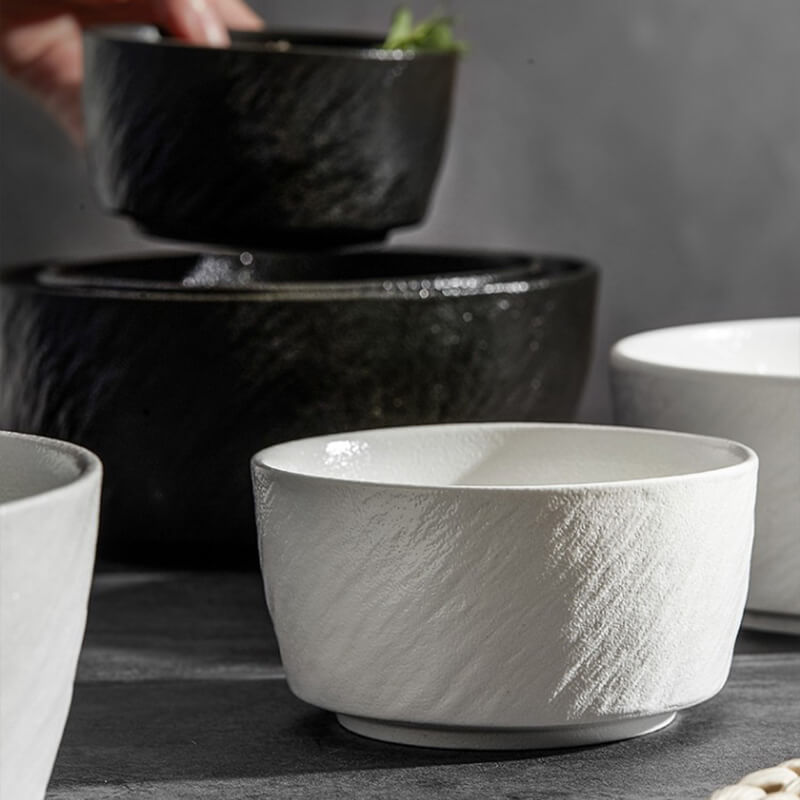 Lighteme Frosted Stone Texture Straight Edge Ceramic Bowl