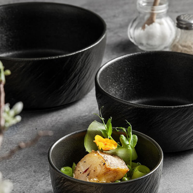 Lighteme Frosted Stone Texture Straight Edge Ceramic Bowl