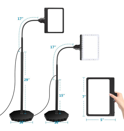 Lighteme 5-fache Lupe mit dimmbarem 36-LED-Licht und Ständer, Vergrößerungs-Stehlampe mit einstellbarer Helligkeit, beleuchtete Lupe mit Schwanenhalsarm zum Lesen, Basteln und für Naharbeiten 