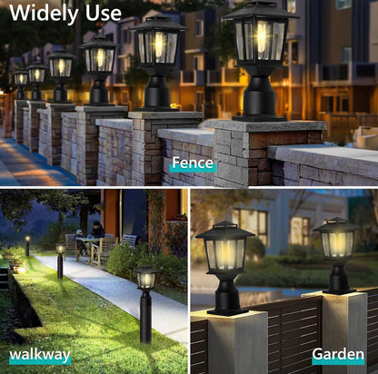 Lighteme 2 Pack Aluminum Solar Post/Fence Lights Outdoor, Wood 4X4 Solar Post Cap Lights