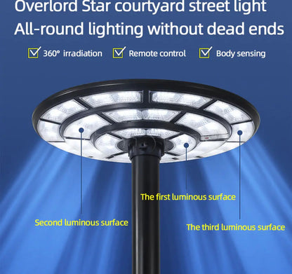 Lighteme 2500W Solar Outdoor Light UFO Garden Pole And Wall Street Lights For Home, Yard, Farmhouses with Remote