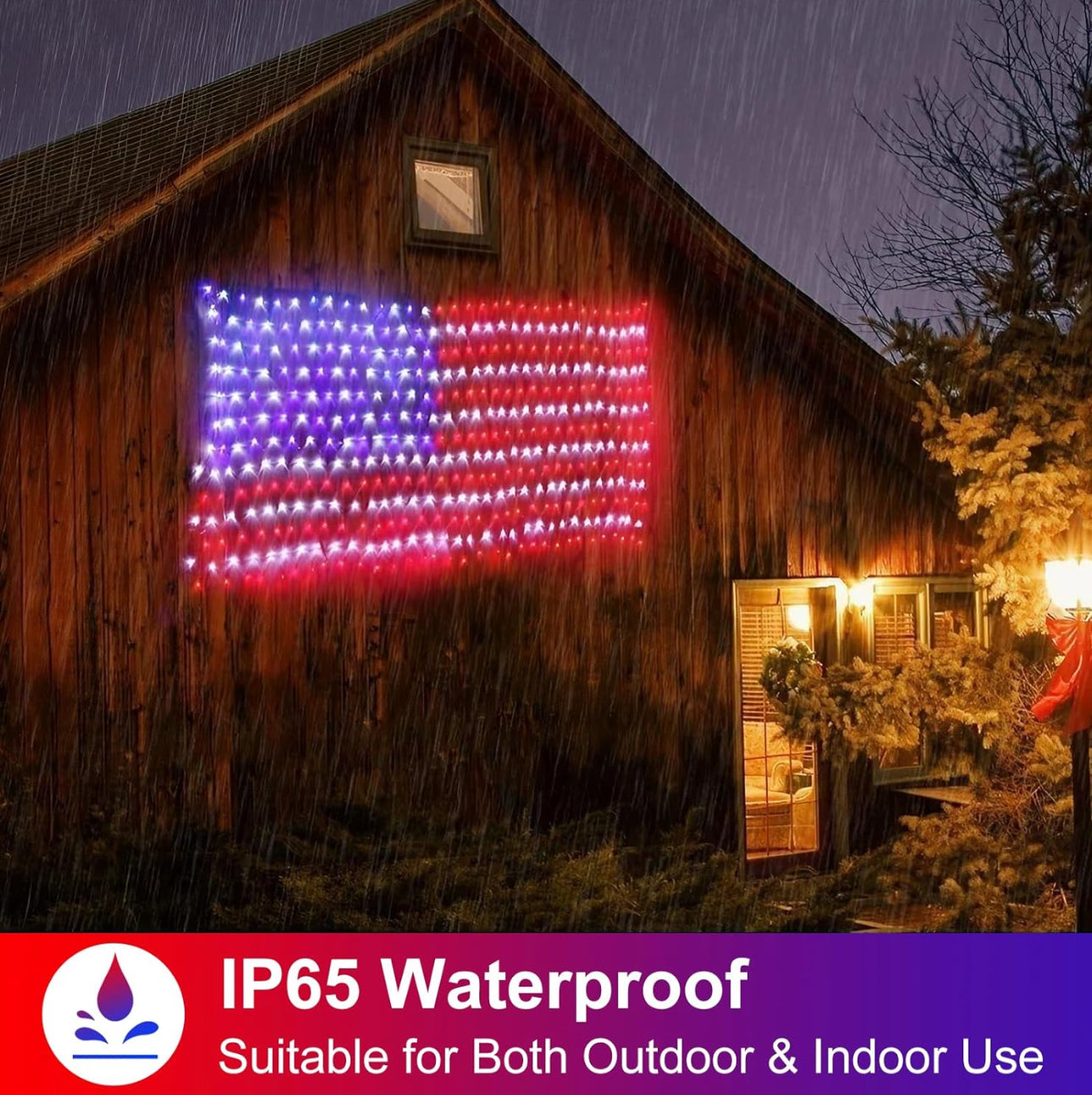Lighteme American Flag Solar Lights 420 Super Bright LEDs 2-in-1 Solar Powered and Plug in Flag Light