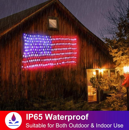 Lighteme American Flag Solar Lights 420 Super Bright LEDs 2-in-1 Solar Powered and Plug in Flag Light