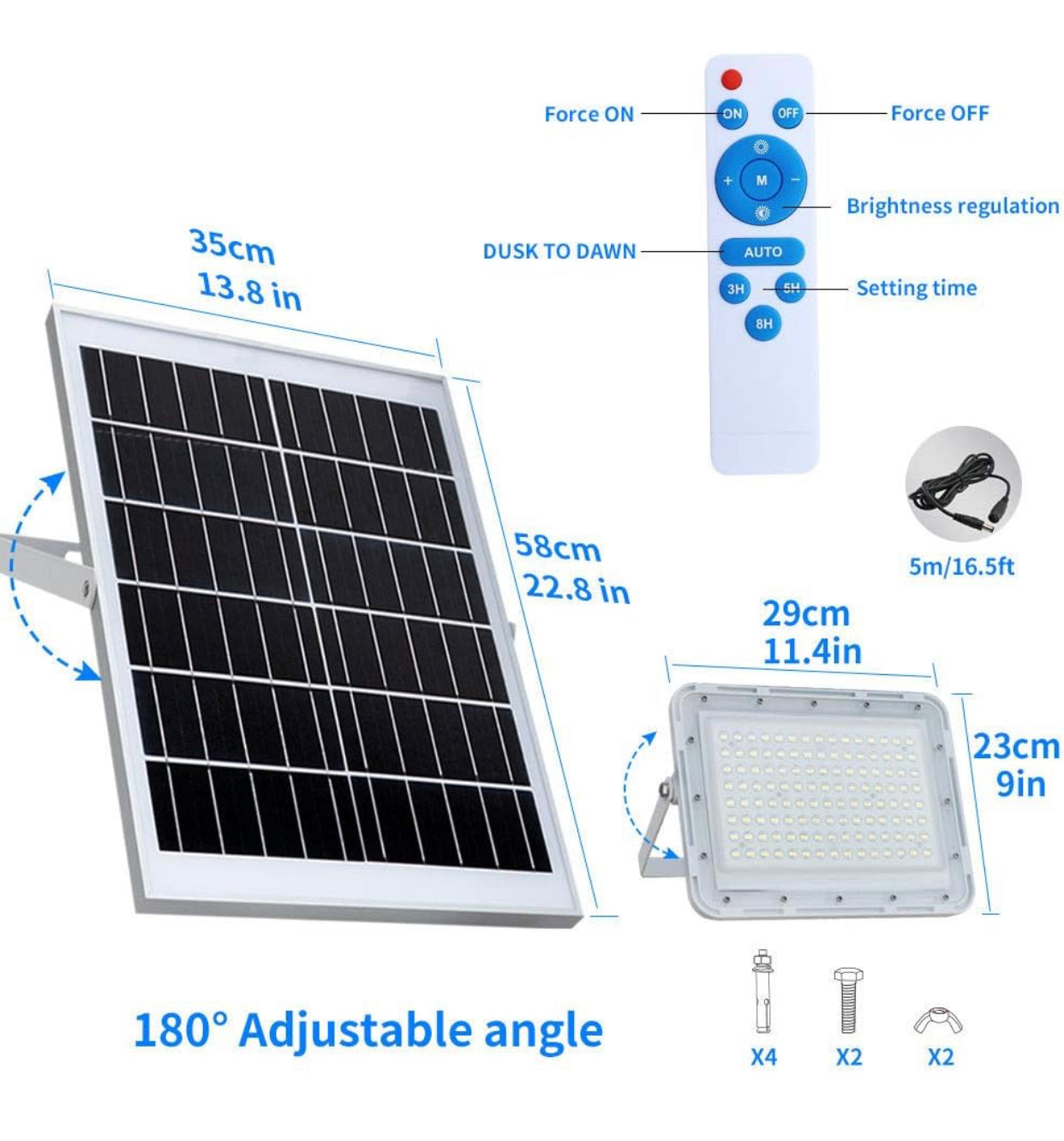 Lighteme 300W LED Solar Flood Lights,24000LM Street Flood Light Waterproof with Remote Control