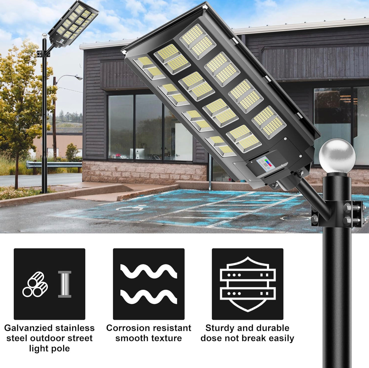 Lighteme 20Ft Commercial Grade Street/Parking/Flag Light Pole, Q235 Galvanized + Cage  1-Pack