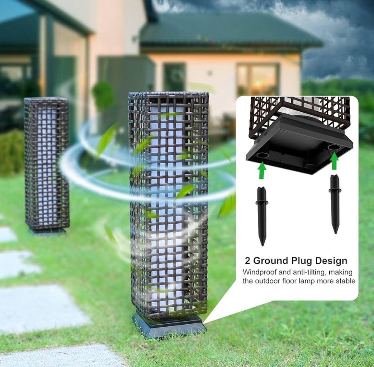 Lighteme 28’ Outdoor Solar Floor Lamp with 2 Lighting Modes