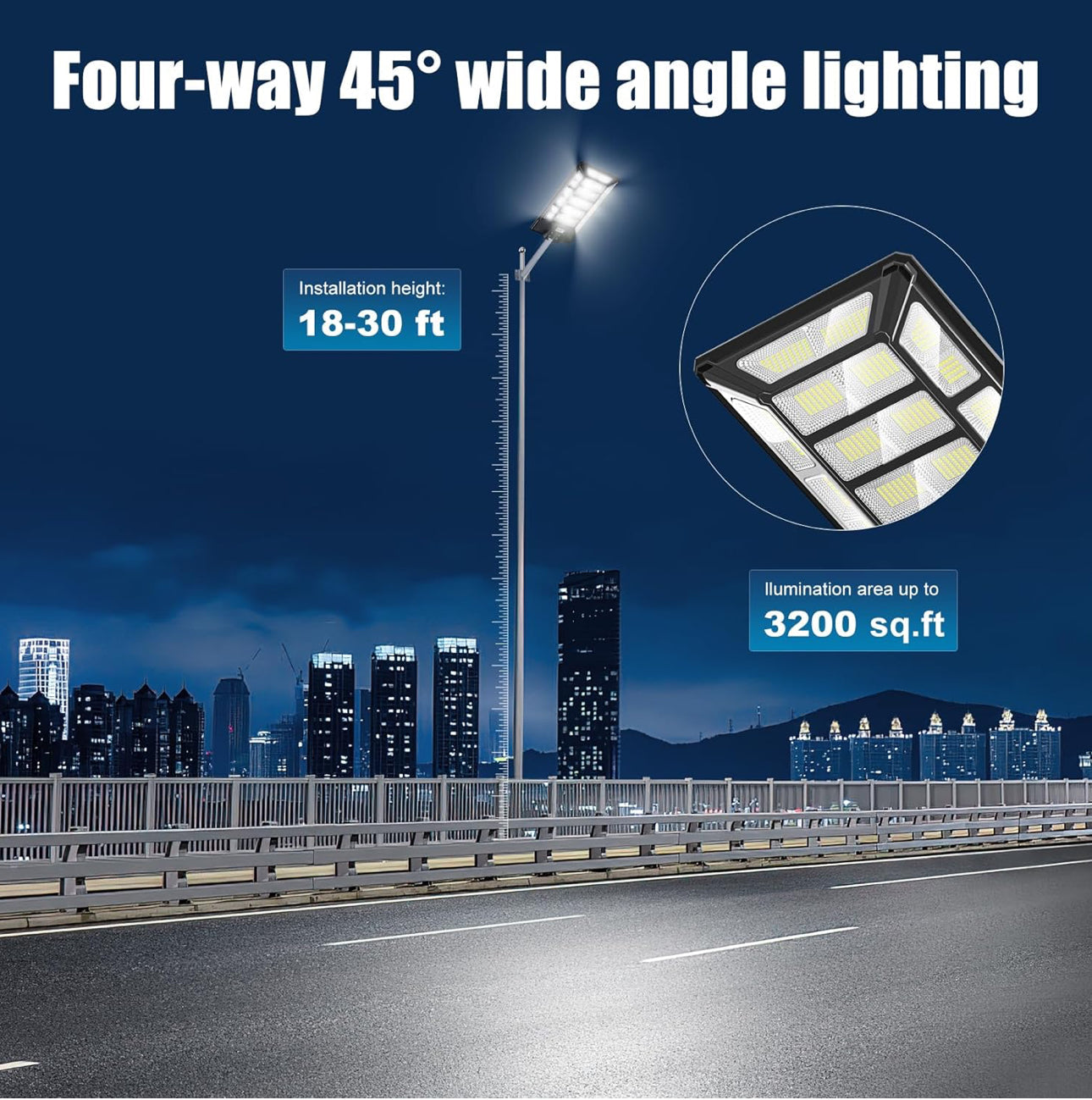 Lighteme 1800 W Solar-Straßenlaternen für den Außenbereich, wasserdicht, 6500 K, Dämmerung bis Morgengrauen, 180000 Lumen, Bewegungsmelder, superhell, Solar-Parkplatzleuchte
