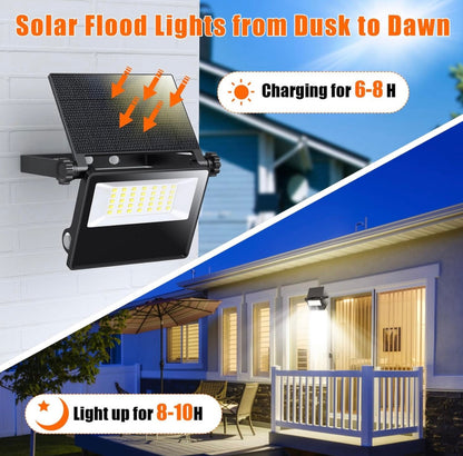 Lighteme 2-Pack Solar Outdoor Lights, Metal Solar Security/Flood Lights ,2000LM Motion Sensor