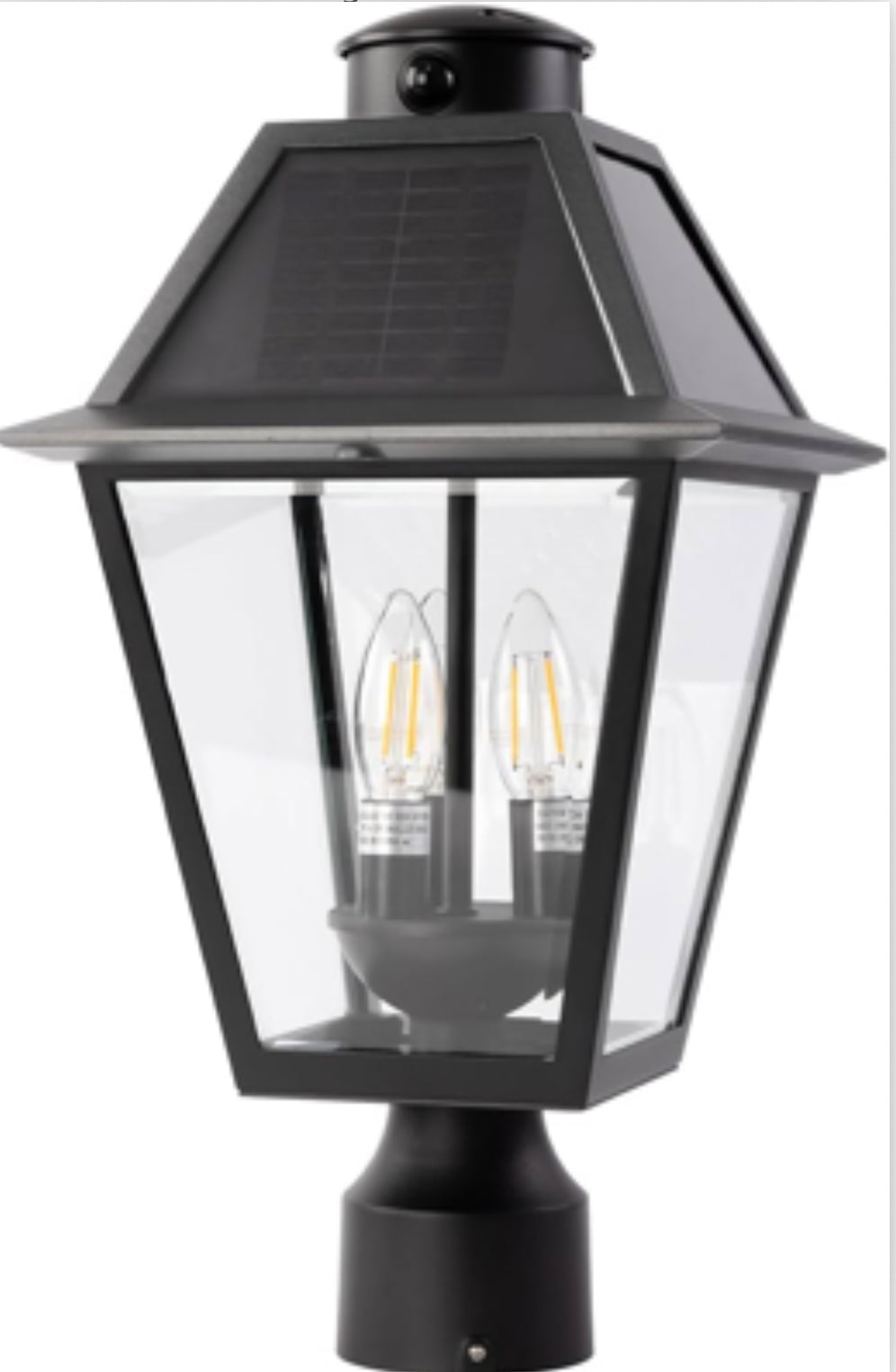 Lighteme LED Solar Fence Cap Lights,Dusk to Dawn Vintage Street Lights, 300LM, 2700K,Cast Aluminum