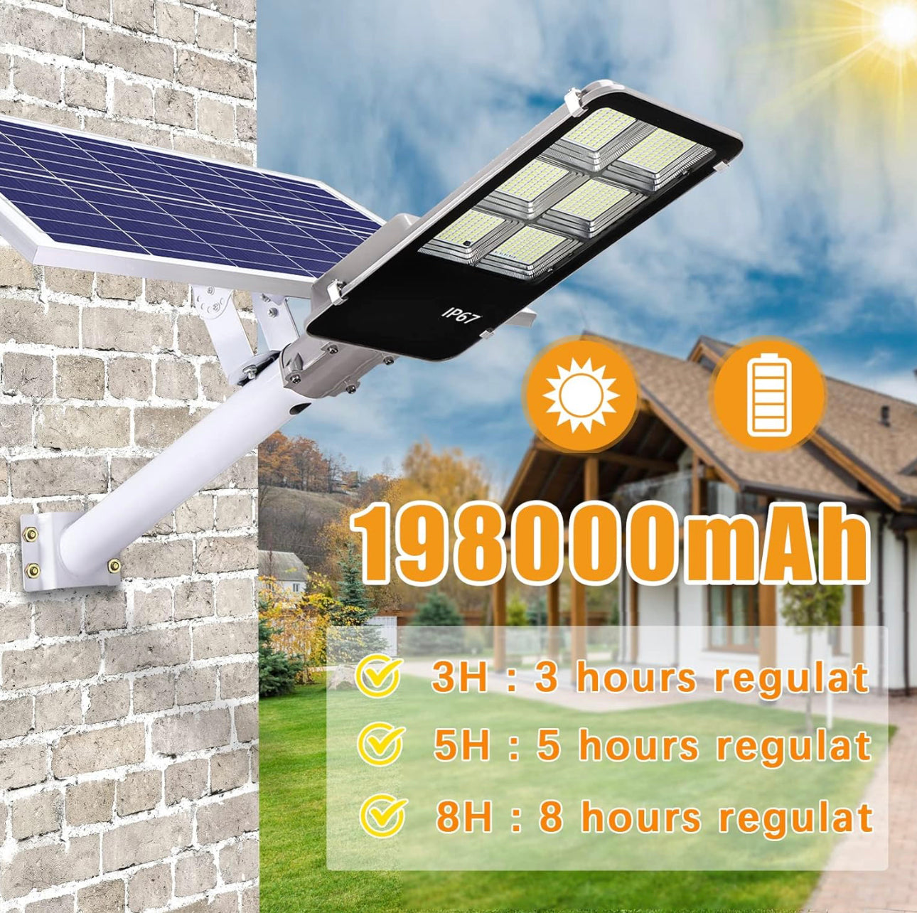 Lighteme 800 Watt Solar Street Lights, with Remote Control 105000LM LED Dusk to Dawn Solar Light 6500K Super Bright Solar Flood Light