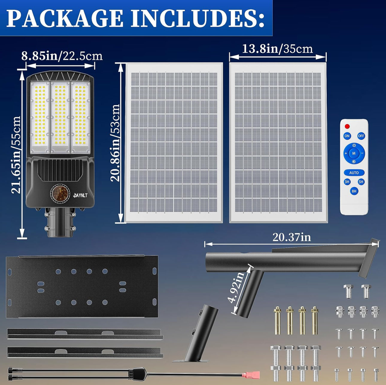 Lighteme 6500W Solar Street Lights Outdoor, 500000LM High Powered Commercial Parking Lot Lights 6500K Dusk to Dawn with Remote