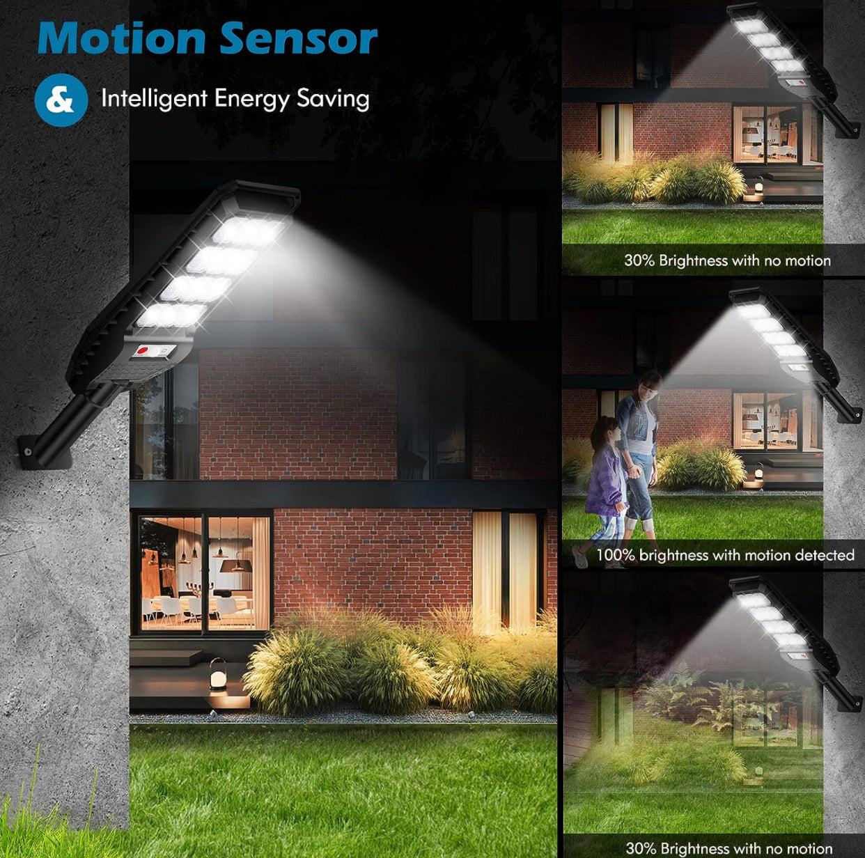 Lighteme 2-Pack Solar Street Lights Outdoor Waterproof,6000LM Dusk to Dawn,6500K Motion Sensor with Remote Control