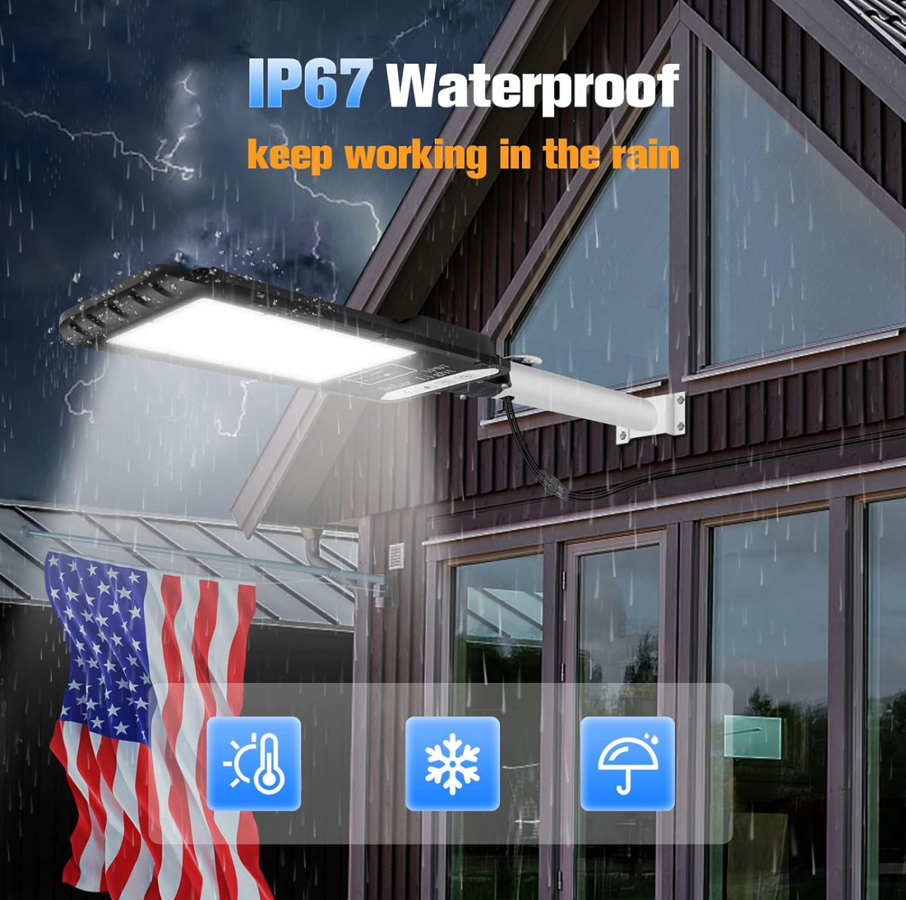 Lighteme 1200W Solar Outdoor Lights Motion Sensor Dusk to Dawn Commercial Large Area Lighting Security Flood Lights Waterproof with Remote for Backyard Stadium Garage Parking Lot