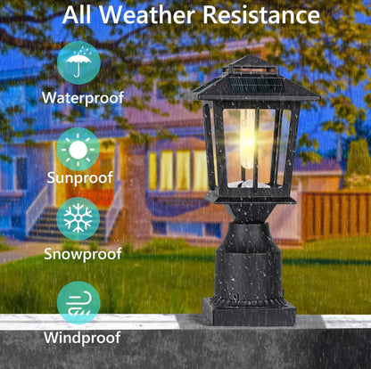 Lighteme 2 Pack Aluminum Solar Post/Fence Lights Outdoor, Wood 4X4 Solar Post Cap Lights