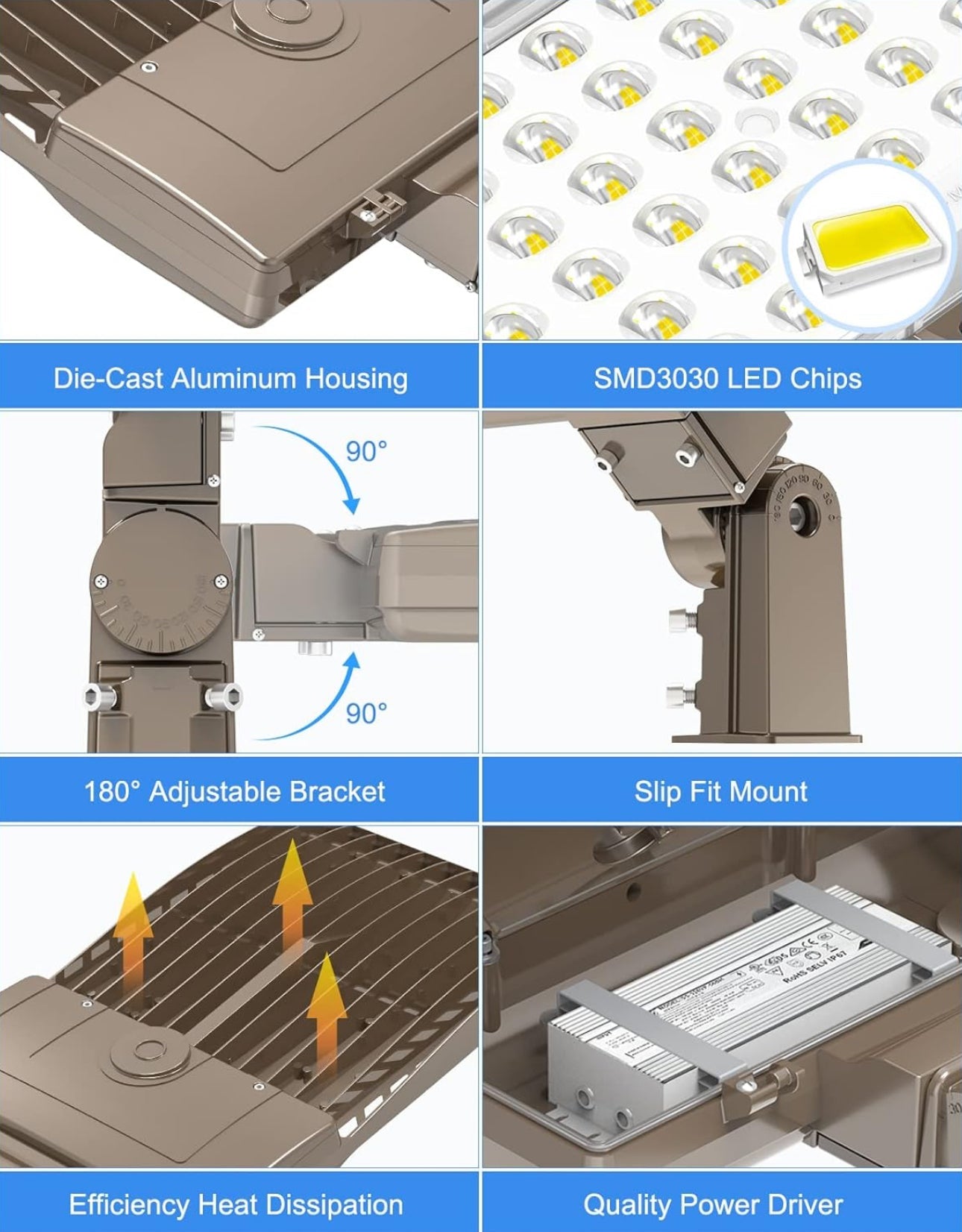 Lighteme 320W LED Parking Lot Light Hard Wired 48,000LM, Hot Wire UL Listed Industrial Grade LED Shoebox Parking Pole Light 5000K IP65 Waterproof