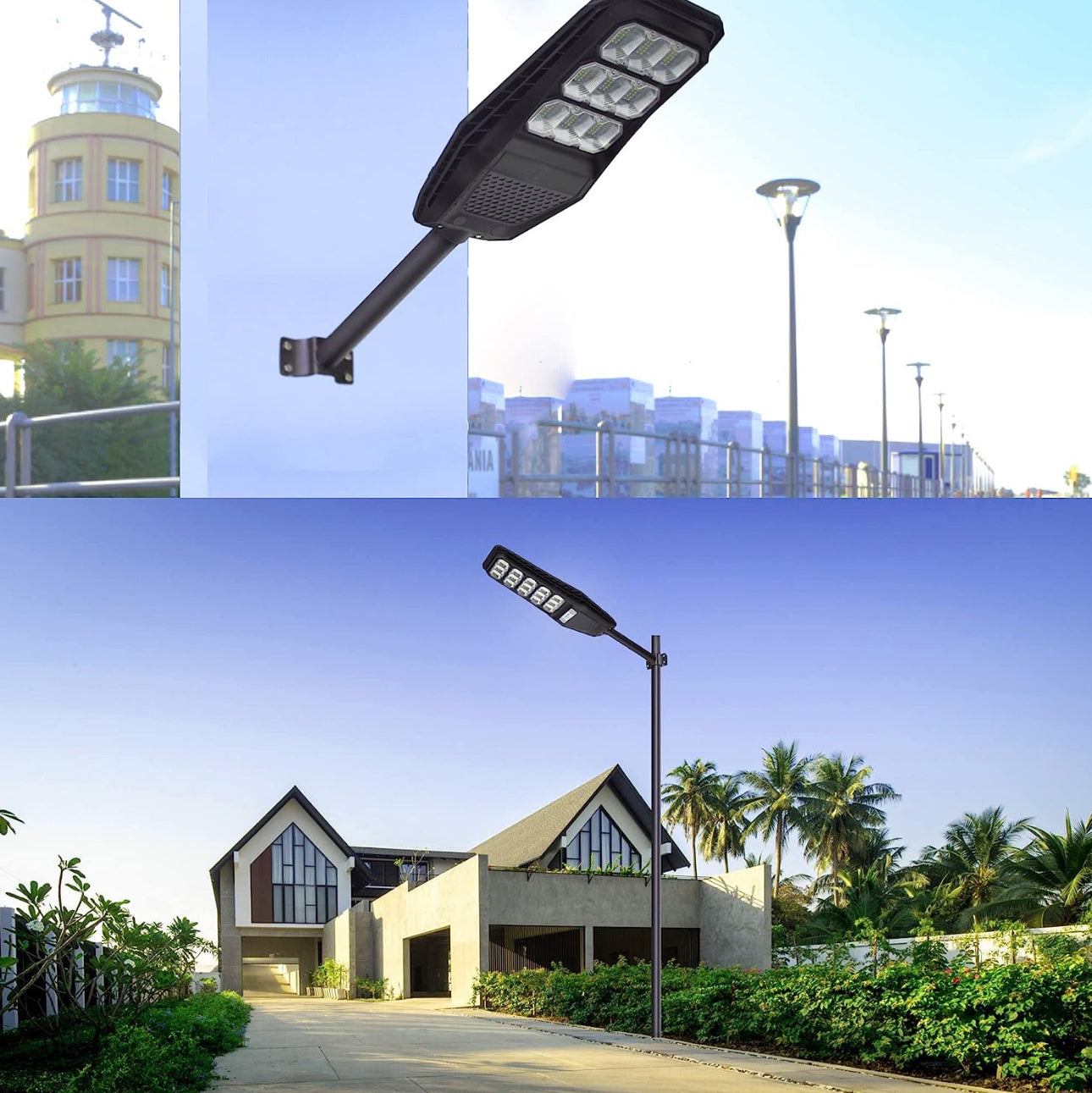 Lighteme Solar Lighting Mounting Bracket Extension Pole Kit Wall Black Metal Pipes Barn Lights Fixture Antenna Adaptor Outdoor Arm for Street Light,Wall Mounted Tire,Barn Lamp,Post Tree