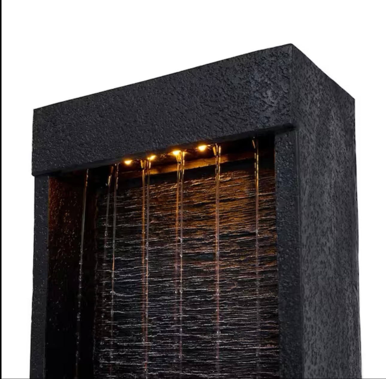 Lighteme Solar-Powered Waterfall Fountain with LED Lights, 38'' Tall Outdoor Gray Slate