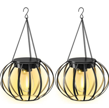 2 Pack Lighteme Solar Hanging Lanterns Outdoor Waterproof 15" Pumpkin Shape
