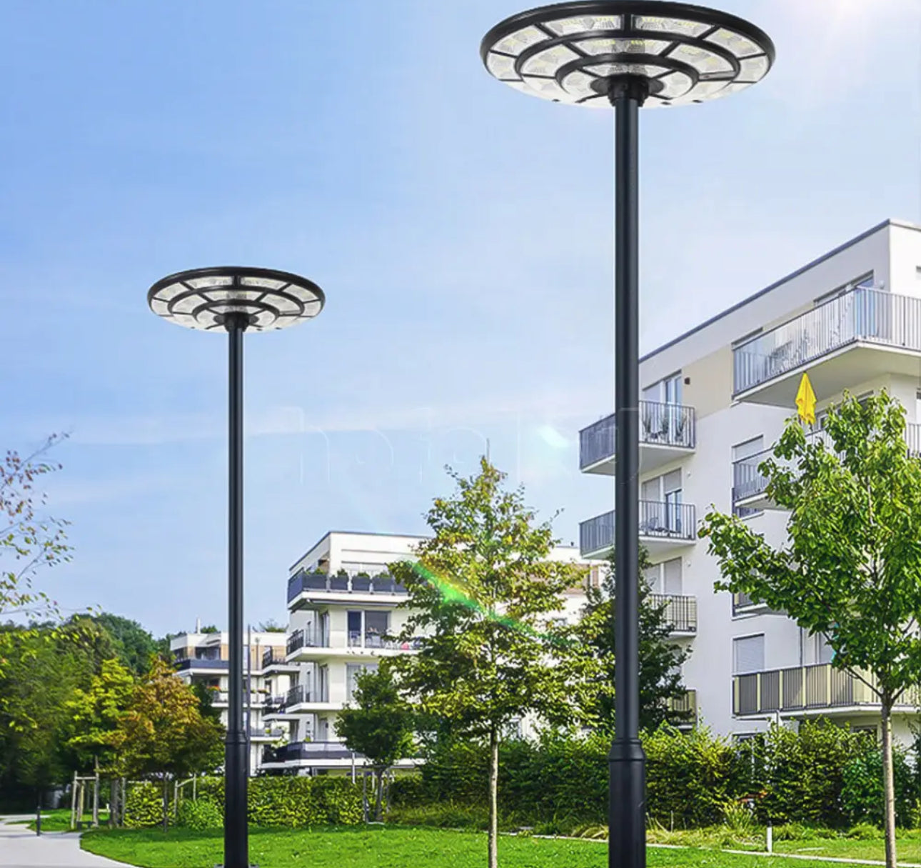 Lighteme 2500W Solar Outdoor Light UFO Garden Pole And Wall Street Lights For Home, Yard, Farmhouses with Remote