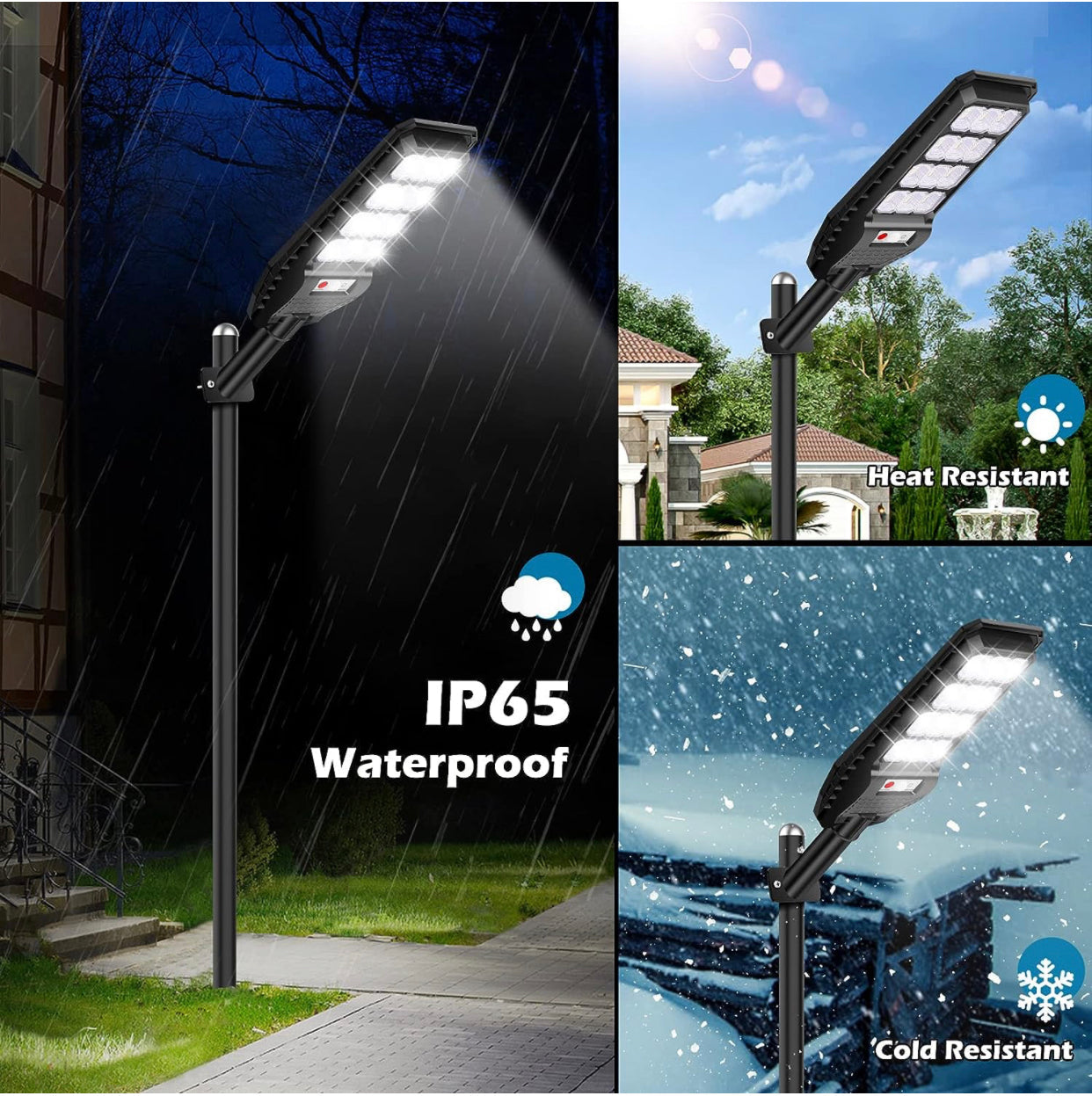 Lighteme 2-Pack Solar Street Lights Outdoor Waterproof,6000LM Dusk to Dawn,6500K Motion Sensor with Remote Control