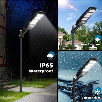 Lighteme 2-Pack Solar Street Lights Outdoor Waterproof,6000LM Dusk to Dawn,6500K Motion Sensor with Remote Control