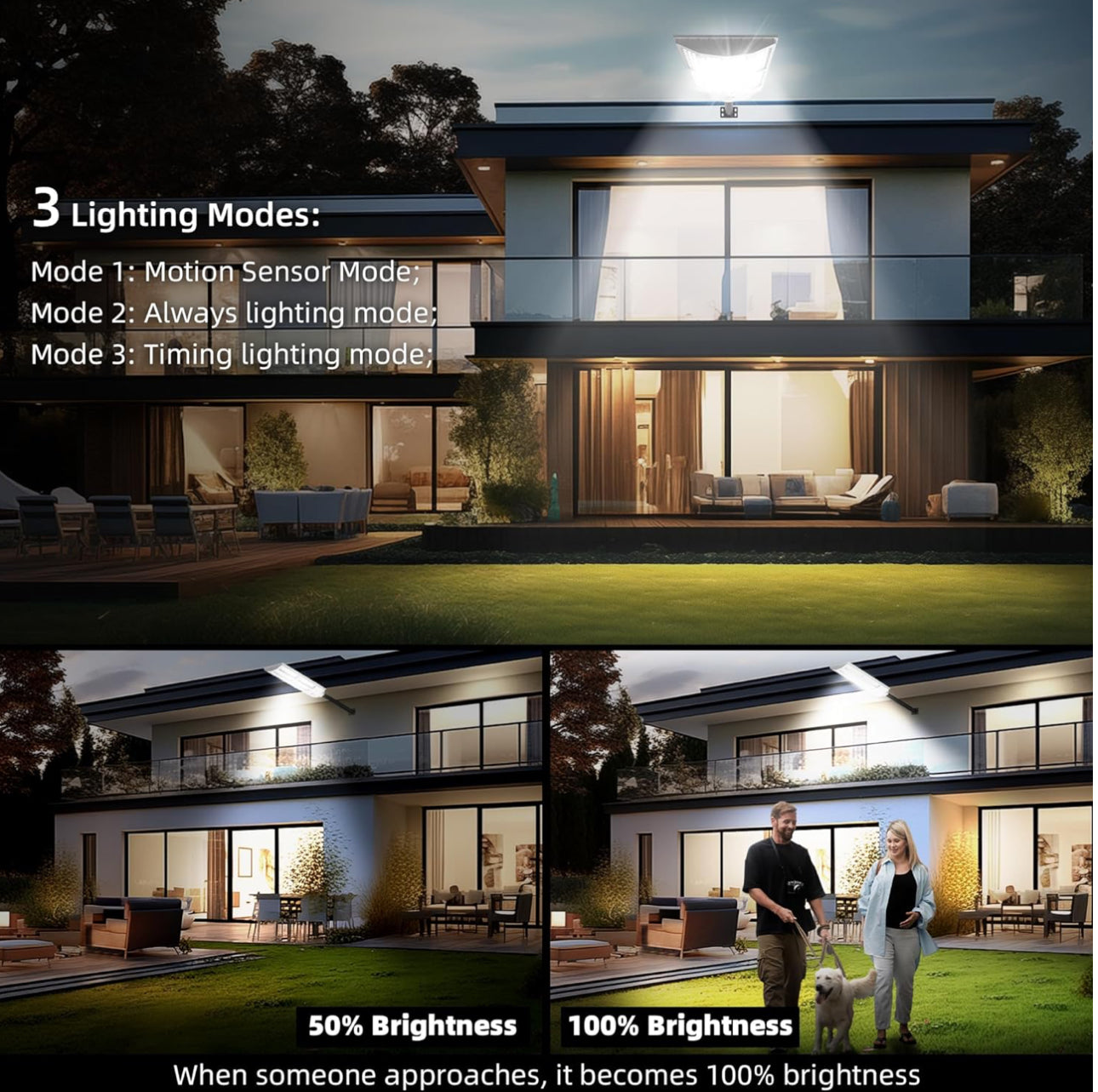 Lighteme 1500W Solar Street Light Outdoor Waterproof, 6500K Motion Sensor Lights Dusk to Dawn, 200,000LM Wall Light with Remote Control