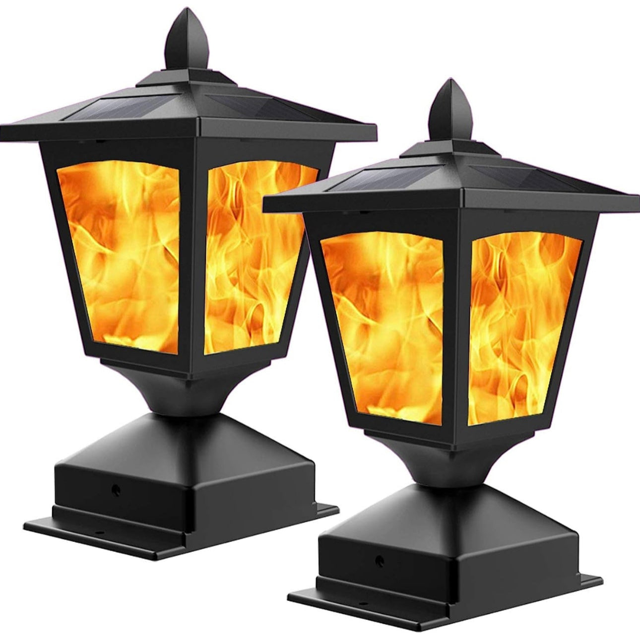 Lighteme Solar Post Cap Lights Outdoor for Wood Fence Posts Pathway, Deck, Pack of 2