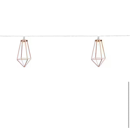 Lighteme 12Ft Battery Operated Metal Indoor Integrated LED String Lights 10-Light
