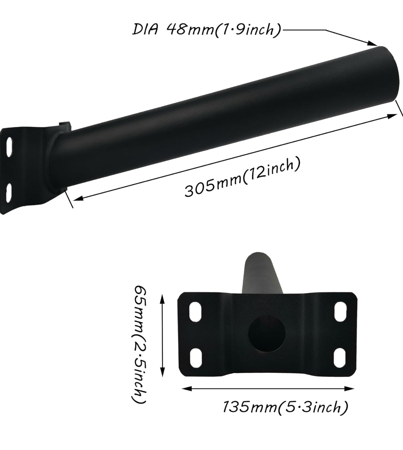 Lighteme Solar Lighting Mounting Bracket Extension Pole Kit Wall Black Metal Pipes Barn Lights Fixture Antenna Adaptor Outdoor Arm for Street Light,Wall Mounted Tire,Barn Lamp,Post Tree