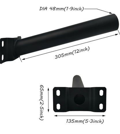Lighteme Solar Lighting Mounting Bracket Extension Pole Kit Wall Black Metal Pipes Barn Lights Fixture Antenna Adaptor Outdoor Arm for Street Light,Wall Mounted Tire,Barn Lamp,Post Tree