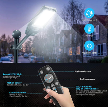 Lighteme 300W Solar Street Light 30000LM LED Outdoor Waterproof Dusk to Dawn for Yard Lighting IP66 6000K with Bracket and Remote Control