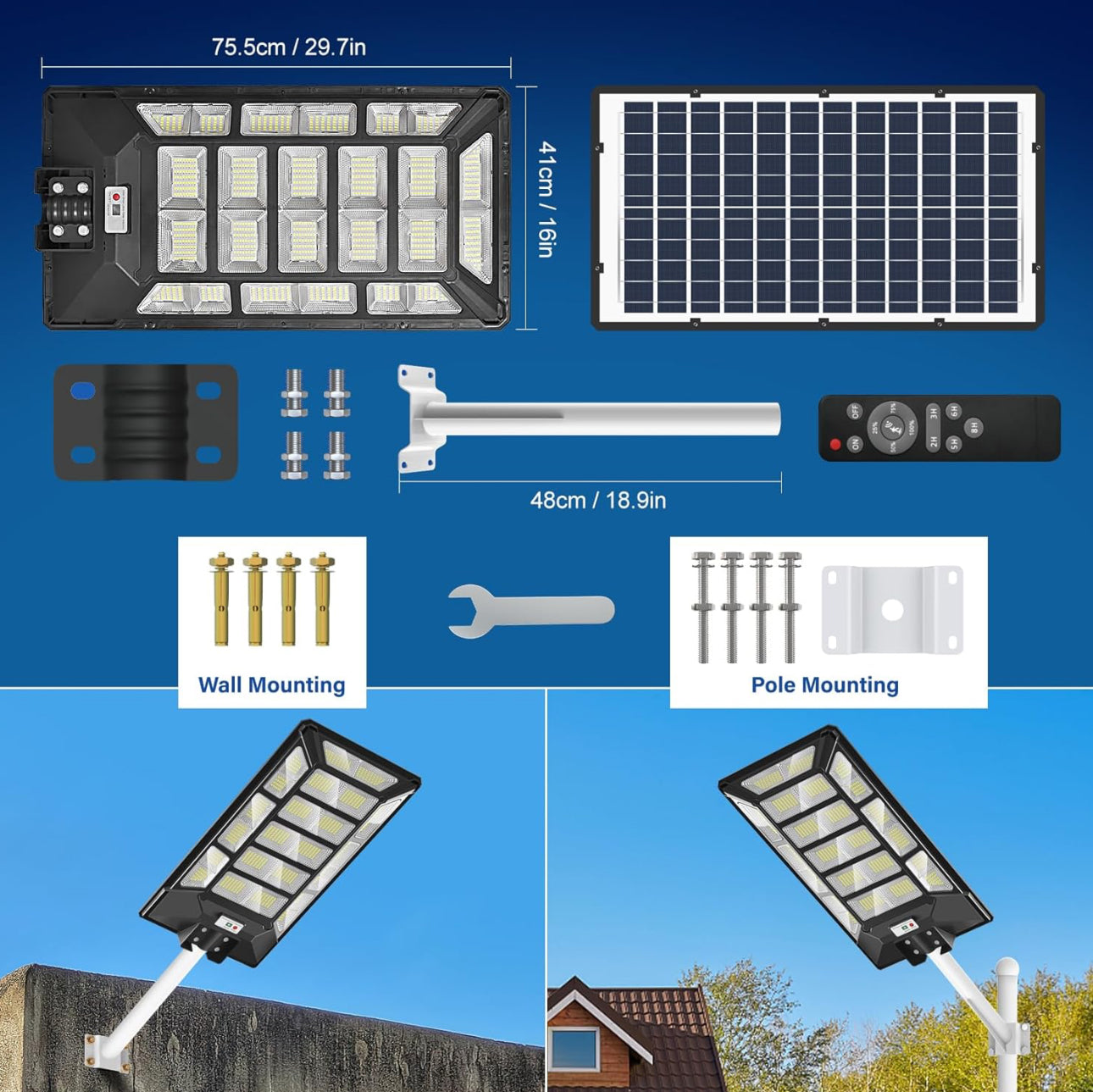 Lighteme 1800 W Solar-Straßenlaternen für den Außenbereich, wasserdicht, 6500 K, Dämmerung bis Morgengrauen, 180000 Lumen, Bewegungsmelder, superhell, Solar-Parkplatzleuchte