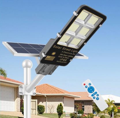 Lighteme 400W Solar Street Lights Outdoor, Dusk to Dawn Solar Led Outdoor Light with Remote Control, 6500K Daylight White