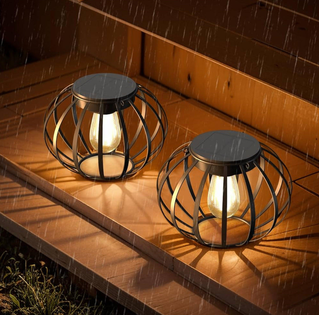 2 Pack Lighteme Solar Hanging Lanterns Outdoor Waterproof 15" Pumpkin Shape