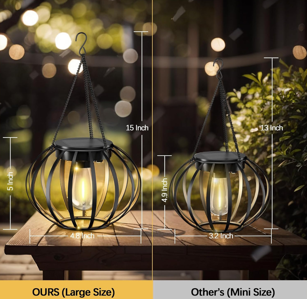 2 Pack Lighteme Solar Hanging Lanterns Outdoor Waterproof 15" Pumpkin Shape