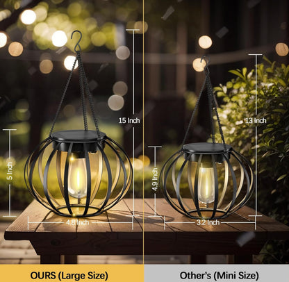 2 Pack Lighteme Solar Hanging Lanterns Outdoor Waterproof 15" Pumpkin Shape