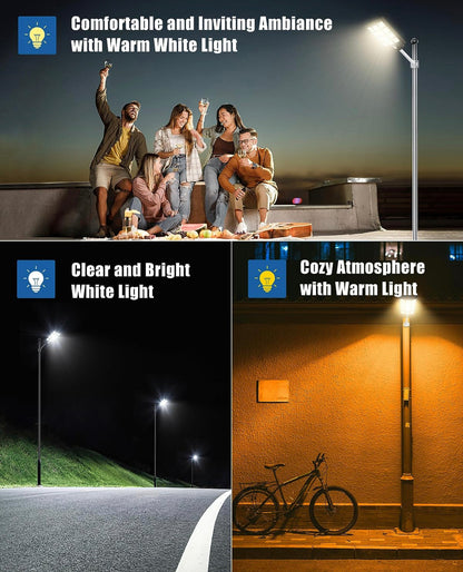 Lighteme 1800 W LED-Straßenlaterne für den Außenbereich – [Warmweiß] 3000 K Solar-Straßenlaternen, Dämmerung bis Morgengrauen, Bewegungssensor mit Fernbedienung 