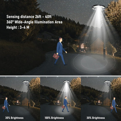 Lighteme 2500W Solar Outdoor Light UFO Garden Pole And Wall Street Lights For Home, Yard, Farmhouses with Remote