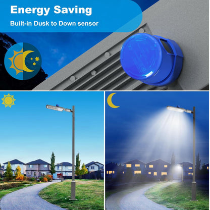 Lighteme 250W LED Hard Wire Electric Parking Lot Lights 30000LM: Dusk to Dawn Outdoor Street Lighting, Commercial Area Security Light with IP65 Waterproof 6500K