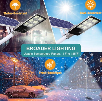 Lighteme 400W Solar Street Lights Outdoor, Dusk to Dawn Solar Led Outdoor Light with Remote Control, 6500K Daylight White