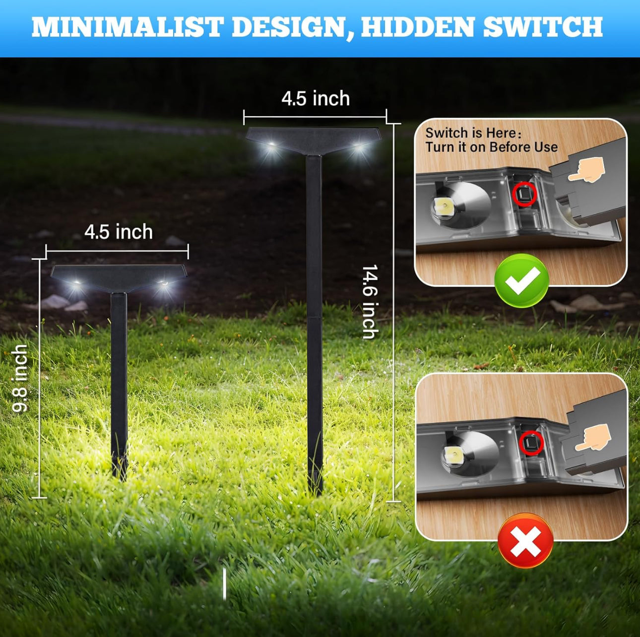 Lighteme Solar Moderne Wegeleuchten, 6er-Pack -15 Lumen 