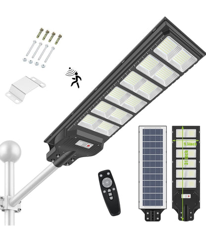 Lighteme 1000W Solar Street Light Motion Sensor, 80000LM IP65 Waterproof with Remote Control