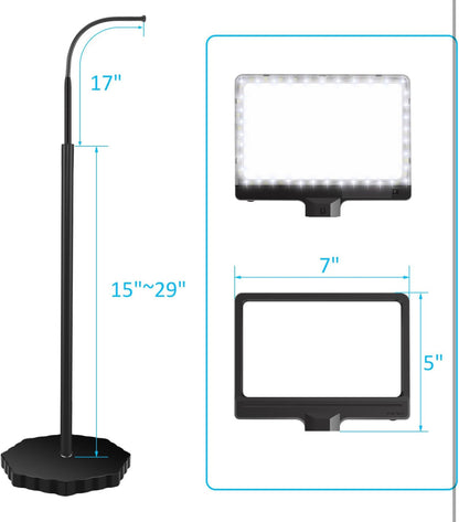 Lighteme 5-fache Lupe mit dimmbarem 36-LED-Licht und Ständer, Vergrößerungs-Stehlampe mit einstellbarer Helligkeit, beleuchtete Lupe mit Schwanenhalsarm zum Lesen, Basteln und für Naharbeiten 