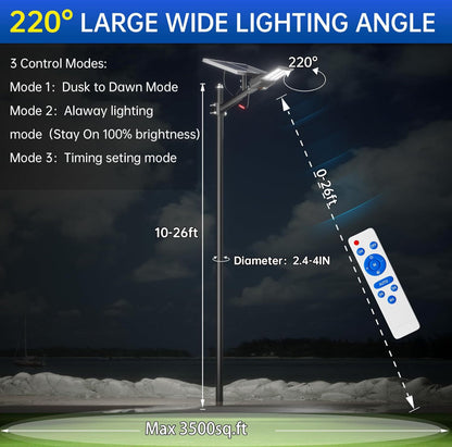Lighteme 6500W Solar Street Lights Outdoor, 500000LM High Powered Commercial Parking Lot Lights 6500K Dusk to Dawn with Remote