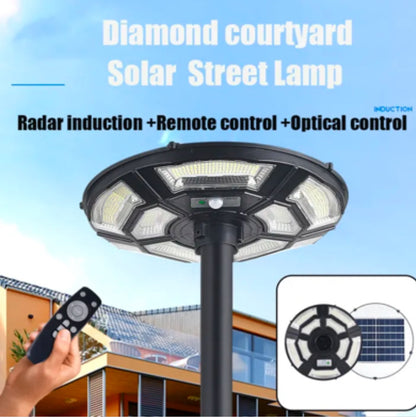 Lighteme 1500W Commercial Solar Flag Pole Outdoor Lamp Post Light with 98 inch Pole IP67 Waterproof With Remote