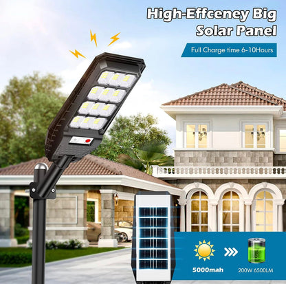 Lighteme 2-Pack Solar Street Lights Outdoor Waterproof,6000LM Dusk to Dawn,6500K Motion Sensor with Remote Control