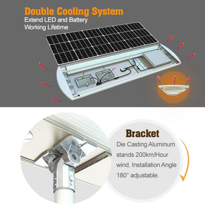 Lighteme 2400w Self Cleaning Solar Street Light Diecast Aluminum