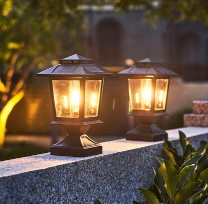 Lighteme Metal & Plastic Solar Post Lights 4X4 Outdoor, Waterproof Fence Post Lights 2 Pack